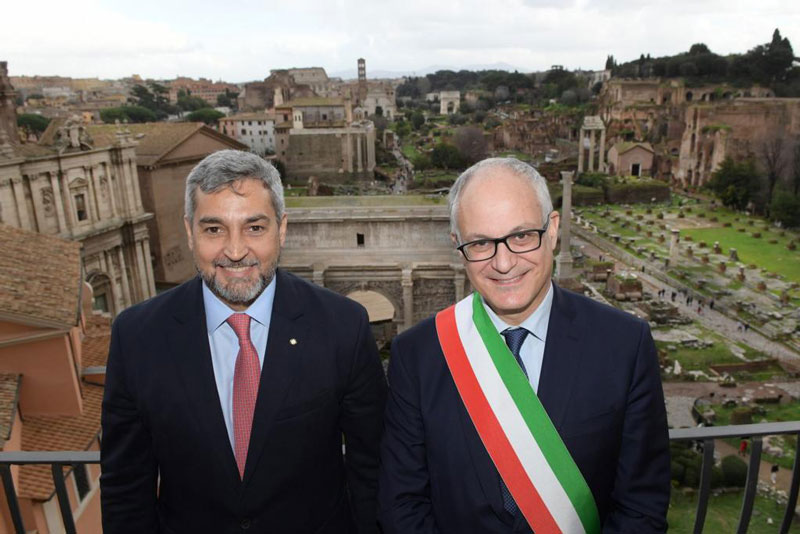 El presidente Abdo y el  alcalde de Roma hablaron de analizar proyectos de cooperación mutua