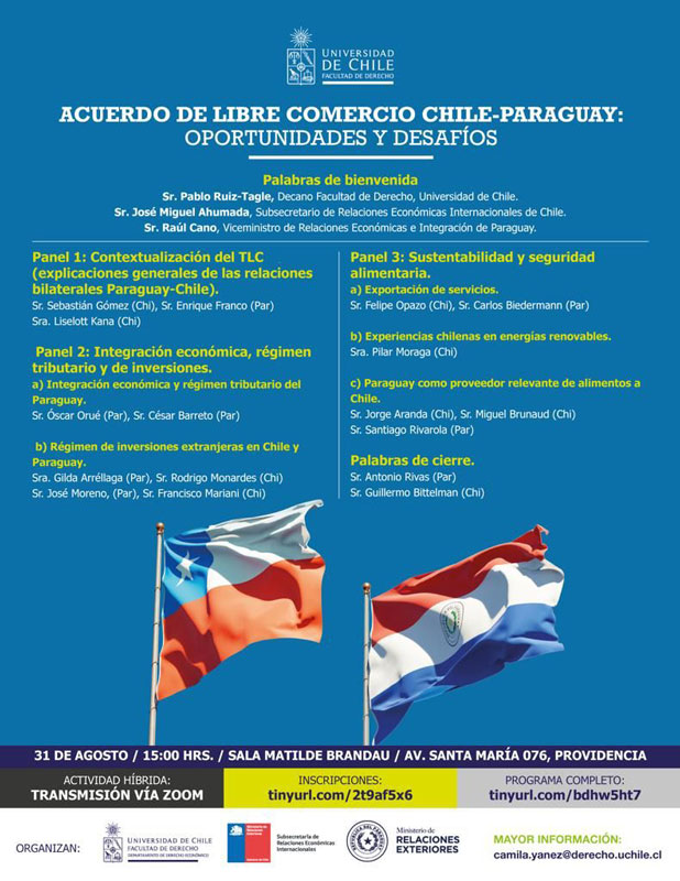 Seminario "Acuerdo de libre comercio Chile-Paraguay: oportunidades y desafíos" tendrá lugar en Santiago de Chile