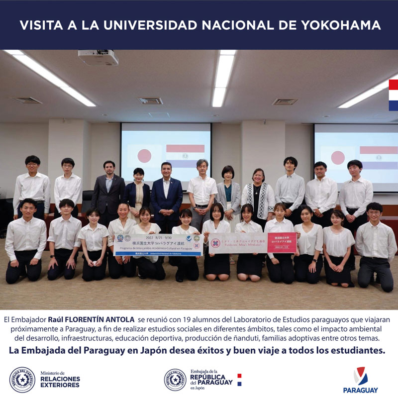 Embajador paraguayo visita Universidad Nacional de Yokohama para conversar sobre intercambio universitario y desarrollo social