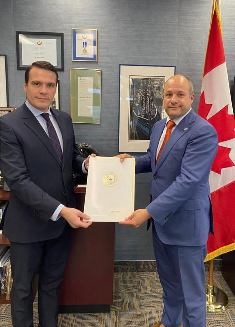 Embajador en Canadá presentó copias de Cartas Credenciales a la Cancillería canadiense