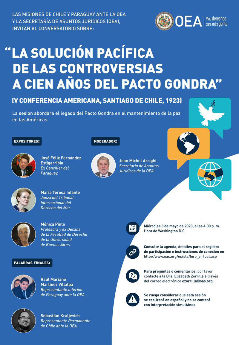 OEA: Organizan conversatorio sobre el legado del Pacto Gondra en el mantenimiento de la paz en las Américas