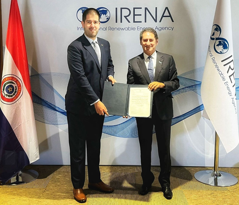 Representante permanente de Paraguay se acredita ante la Agencia Internacional de Energía Renovable (IRENA)