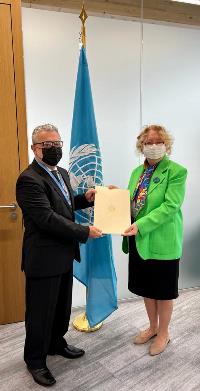 Embajador Marcelo Scappini presentó sus cartas credenciales a directora general de ONU Ginebra