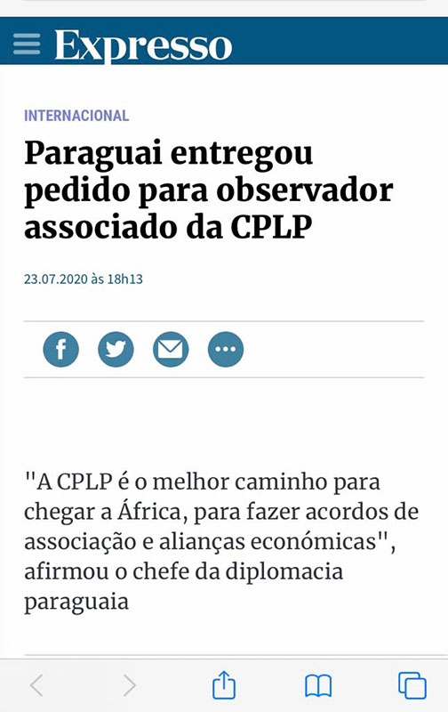 Medios de Portugal resaltan solicitud de Paraguay para ser país observador asociado de la CPLP
